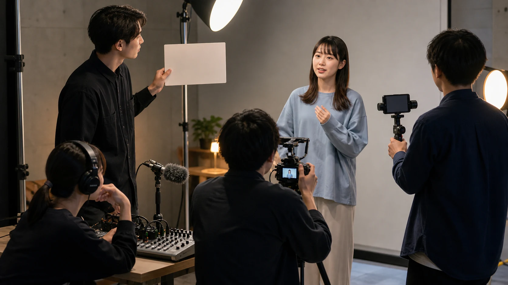 セレス studio15 M&Aでショート動画の企画・撮影・音声・制作工程を確認するクリエイターチーム